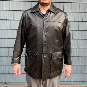 Barcelino Black Leather Jacket, Size L